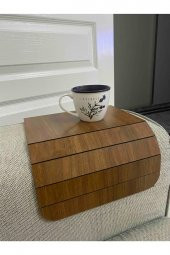 Zhlhome Koyu Kahve Koltuk Tepsisi Yan Sehpa Tesbih Cevizi 20x40 Cm - 1