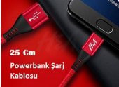 HA Örgülü 25 Cm Powerbank Mikro Usb Şarj Kablosu - 3