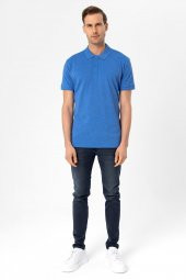 Polo Yaka Regular Kalıp Armürlü Tişört - 6