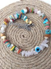 Kolye Kırık Doğal Taş Kolye Kötü Göz Kovucu Nazar Gerdanlık Çakra Enerji Takı Aksesuar thumbnail 1