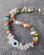 Kolye Kırık Doğal Taş Kolye Kötü Göz Kovucu Nazar Gerdanlık Çakra Enerji Takı Aksesuar thumbnail 3