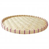 Yuvarlak Bambu Tepsi 40 Cm MeridyenDukkan El Yapımı-Bambu Dekoratif Sunumluk Tepsi - 1