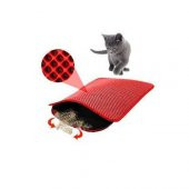 PET PRETTY ELEKLİ KEDİ TUVALETİ PASPASI KIRMIZI 50x60 cm - 1