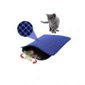 PET PRETTY ELEKLİ KEDİ TUVALETİ PASPASI MAVİ 50x60 cm - 1