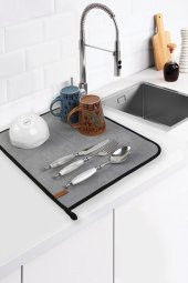 Microfiber Bulasik Kurutma Mati 46x36 cm Gri - 1