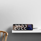 Valkyrie Nem ölçer Dereceli LED Duvar ve Masa Alarm Saati Lacivert - 7
