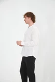 Erkek Regular Fit Hakim Yaka %100 Keten Uzun Kollu Gömlek - 2