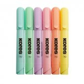 Kores Fosforlu Kalem Pastel Renkli 6 lı Set - 1