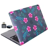 MacBook Air 13.6 M2 M3 M4 Kılıf Kristal İnce Lazer Baskılı Çiçek Desenli Kapak Parlak Yüzey thumbnail 3