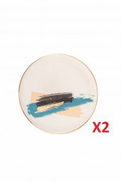 Porland Dash Düz Pasta Tabağı 21cm 2li 04ALM007904 - 1