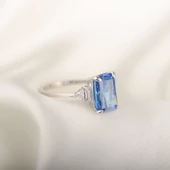 14k Altın Mavi Radyant Yüzük thumbnail 1