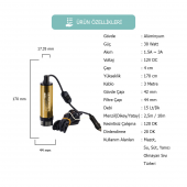 KIZILIRMAK 12 VOLT ALÜMİNYUM DALGIÇ TİPİ SIVI AKTARMA POMPASI (FİLTRE + ARAPUAR + ÇAKMAKLIK) - 2