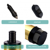 KIZILIRMAK 12 VOLT ALÜMİNYUM DALGIÇ TİPİ SIVI AKTARMA POMPASI (FİLTRE + ARAPUAR + ÇAKMAKLIK) - 3
