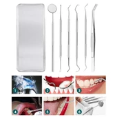 Valkyrie 6 adet Metal Kutulu Paslanmaz Çelik Diş Tartar Dil Temizleme Dental Ağız Bakım Seti - 5