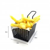 4 Adet Mini Patateslik ve 1 Adet Sosluk - Cafe, Restaurant Burger Sunum, Servis Ekipmanı Model-1 SİYAH - 3