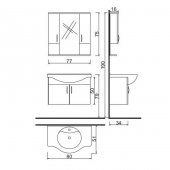 Denko Akyazı 80 cm MDF Beyaz Banyo Dolabı,Alt Modül ve Lavabo - 2