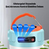 Kamp Lambası Ledli Uzaktan Kumandalı El Feneri Işıldak Güneş Enerjili Şarjlı Pilli Portatif Gece Lambası - 2