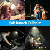 Kamp Lambası Ledli Uzaktan Kumandalı El Feneri Işıldak Güneş Enerjili Şarjlı Pilli Portatif Gece Lambası - 4