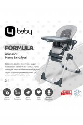 4 Baby Formula  Lüks Asansörlü Mama Sandalyesi-Gri - 2