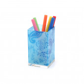 KIR70317D1 KALEMLİK MAVİ KUMAŞ DESENLİ OFİS GERECİ 6X6X12CM 300ML - 1