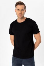 O Yaka Regular Kalıp Armürlü Tişört thumbnail 4