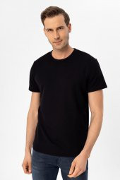 O Yaka Slim Kalıp Armürlü Tişört thumbnail 4