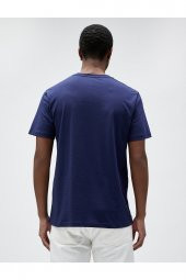 Slogan Baskılı Tişört Dar Kesim Bisiklet Yaka Pamuklu thumbnail 4