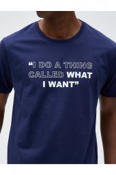 Slogan Baskılı Tişört Dar Kesim Bisiklet Yaka Pamuklu thumbnail 5