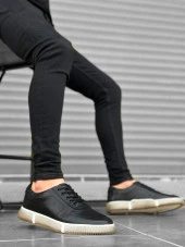 BA0309 İçi Dışı Hakiki Deri Bağcıklı Siyah Klasik Erkek Ayakkabısı thumbnail 1