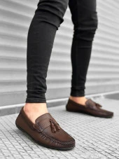 BA0306 İçi Dışı Hakiki Deri Püsküllü Kahverengi Klasik Erkek Corcik Ayakkabısı thumbnail 2