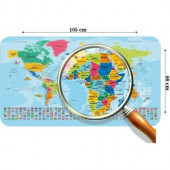 Türkiye ve Ülke Bayraklı Dünya Haritası Kendinden Yapışkanlı Sticker Seti 100x65cm - 2