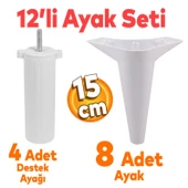 Aspen 12'li Set Mobilya Kanepe Koltuk Tv Ünitesi Baza Ayağı Ayakları Destek 15 Cm Robot Süpürge - 1