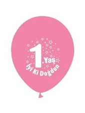 NEDI BALON 1 YAS PEMBE BASKILI 16 LI - 1