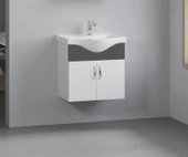 Denko Akyazı 55 cm MDF Banyo Dolabı Antrasit Gri Alt Modül ve Lavabo thumbnail 1