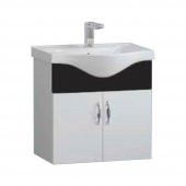 Denko Akyazı 55 cm MDF Banyo Dolabı Siyah, Alt Modül ve Lavabo - 1