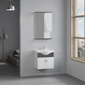Denko Akyazı 55 cm MDF Banyo Dolabı Antrasit Gri Alt Modül ve Lavabo thumbnail 2