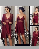 Perin 190 Bordo  Penye  6 Lı Gecelik Sabahlık  Çeyiz Seti thumbnail 2