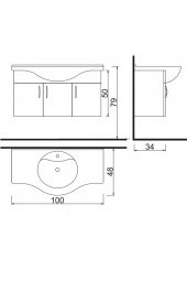 Denko Akyazı 100 cm MDF Alize Banyo Dolabı Alt Modül ve Lavabo - 3