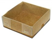 KUTU NATUREL KRAFT KAĞIT ve ASETAT 9x9x3 CM 100 ADET - 2