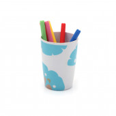 50107K KALEMLİK MAVİ YAPRAKLI OFİS GERECİ 6X6X10CM 350ML - 4