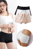 3 Adet Kadın Dikişsiz Görünmez İz Yapmaz Mini Şort Boxer Siyah Beyaz Ten - 1