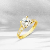 Özel Tasarım 14 Ayar Tektaş Altın Yüzük thumbnail 5