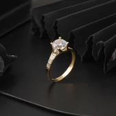 Özel Tasarım 14 Ayar Tektaş Altın Yüzük thumbnail 4