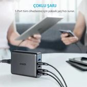 ANKER PowerPort 5 Speed 63W QuickCharge 3.0 Seyahat Hızlı Şarj Cihazı thumbnail 3