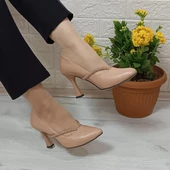 Fiyra 7023 Nut 8cm Kadeh Topuklu Taşlı Bayan Stiletto Ayakkabı - 4