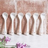 Porselen çay kaşık - porselen çay kaşığı 6 lı 10,5cm. - 1