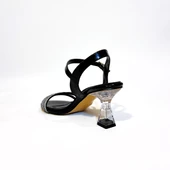 Fiyra 7027 Siyah 7cm Kadeh Topuk Üçbant Taşlı Bayan Abiye Ayakkabı - 12