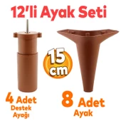 Aspen 12'li Set Mobilya Kanepe Koltuk Tv Ünitesi Baza Ayağı Ayakları Destek 15 Cm Robot Süpürge - 1