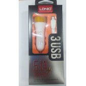 LDNIO Android Uyumlu USB Çift USB Girişli Araç Şarj Aleti - 1