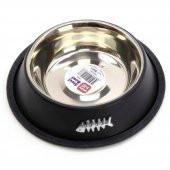 Playfull Balık Desenli Siyah Çelik Mama ve Su Kabı 24 Oz - 1